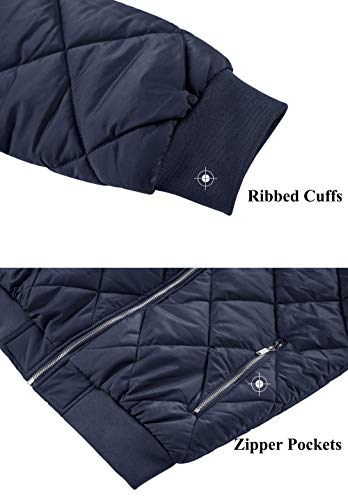 Tacvasen Men's Padded Jackets Winter Full Zipper Fleece Casual Bomber Varsity Coat Navy M #TOP5