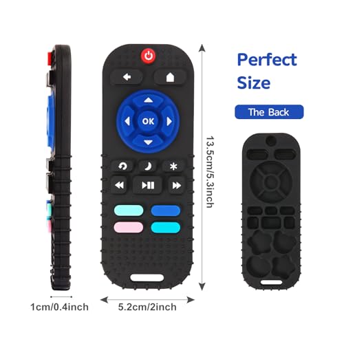 Image of Hooku 2 Pack Remote Teether for Baby, Silicone Teethers for Babies 6-12 Months, Baby Teething Toys for Babies 0-6 Months, Remote Control Toy, Infant Gifts for Boys Girls