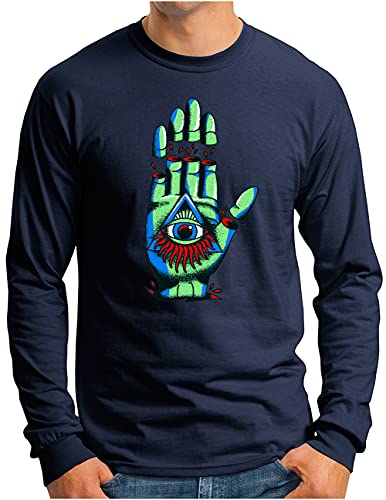 T-shirt à manches longues homme OM3 bleu marine fini les hauts sans style