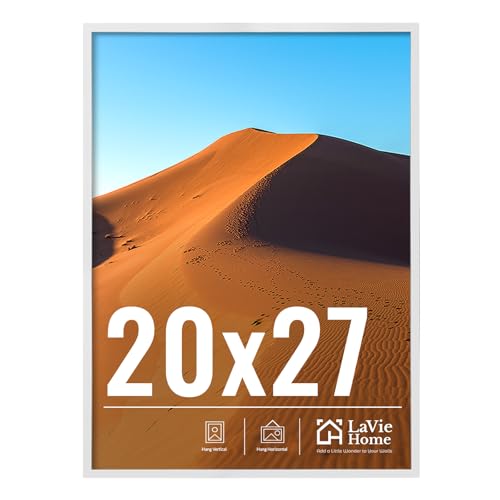 Image of LaVie Home 20x27 Picture Frame for Wall Display, 20x27 White Picture Frame with HD Plexiglas, 20 x 27 Poster Frame 1 Pack, Display Frame for Vertical or Horizontal, Classic Collection