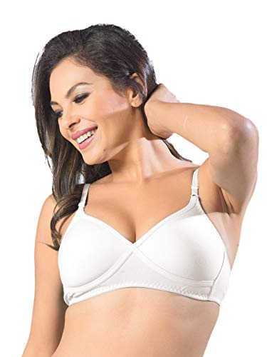 Image of SONARI Womens Non Padded Regular Cotton Bra | Wire-Free, Medium Coverage, Sewn-in Bump for Natural Lift, Polycotton Blend Fabric, Hook & Eye Closure, Adjustable Straps - Violet