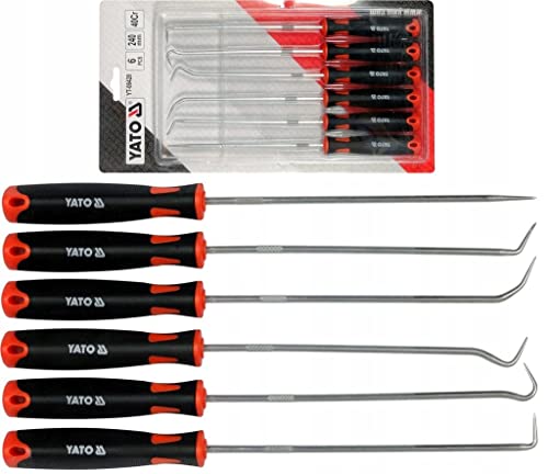 YATO YT-08428, Long Pick and Hook Set 6 Pcs 240mm Long, Soft Grip Handles - Image 3