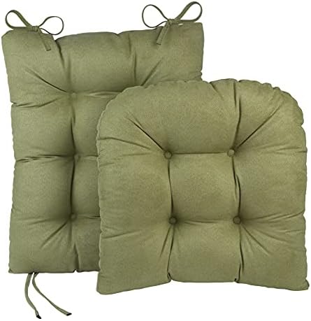Klear Vu Omega Non-Slip Rocking Chair Cushion Set with Thick Padding and Tufted Design, Includes Seat Pad & Back Pillow with Ties for Living Room Rocker, 17x17 Inches, 2 Piece, Grass