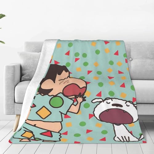 クレヨンしんちゃん 毛布 ひざ掛け フランネル ブランケット 静電気対策強化 軽量 掛け毛布 洗える 抗菌防臭 暖かい 柔らかい ふわふわ 毛布 厚手 ブランケット オフィス 旅行 出張 オールシーズン 80"X60"