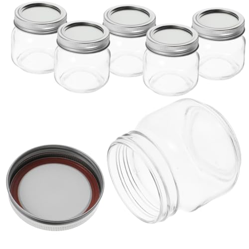 PRETYZOOM 6 Frascos De Vidrio Con Tapa Hermética 250ml Para Ensaladas Frutas y Conservas Diseño Elegante