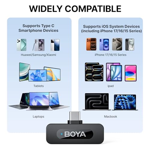 Microphone sans fil BOYA BY-V10 USB-C pour smartphone Android et iPhone 15 - 6