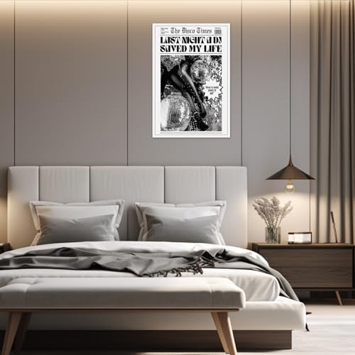 Yaxzlwr Black And White Dj Saved My Life Newspaper Poster Magazine Art Print Trendy Disco Wall Art Y2K Vintage Cover Dorm Aesthetic Art Wall Decor For Party Room Bar Cart Preppy Dorm Apartment Bedroom thumb #4