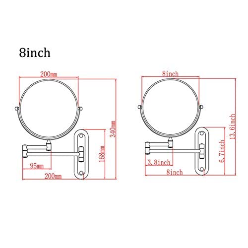 Miroir de maquillage mural extensible 360 chrome pour rasage et cosmétique - 5