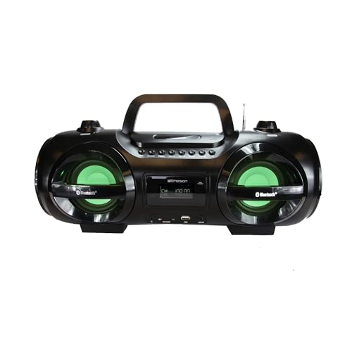 Emerson EPB-3005 Retro Portable Boombox CD Player, AM/FM Radio, Bluetooth, USB, LED Display, Aux-in, Headphone Jack, Battery or AC Powered, Classic Entertainment for Home & Outdoors