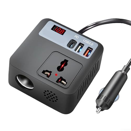 Inversor de corriente para coche, 200 W, 12 V a 220 V, con pantalla digital, protección contra sobrecarga para coches, camiones, acampadas