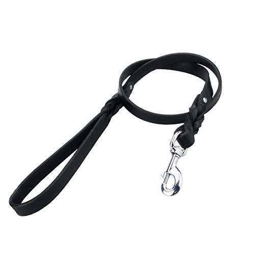 Peting Black Heavy Duty 1.2m Colliers Soft Touch - Laisse de chien tressée en cuir pour chiens de grande / moyenne / petite formation / marche