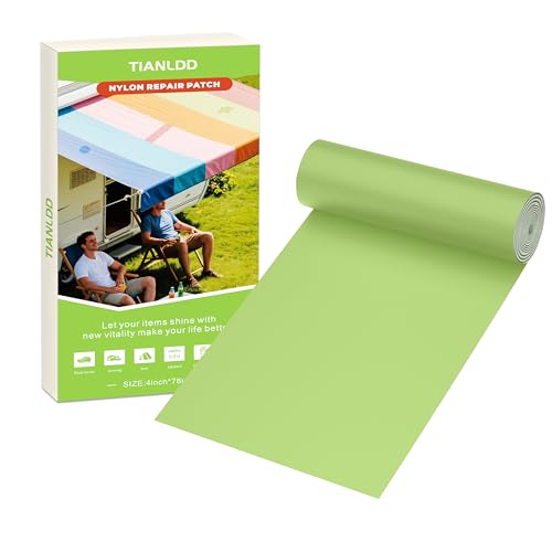 TIANLDD4x78in Nylon Repair Tape，Self Adhesive Waterproof Fabric Repair Tape,Tent Repair Kit，for Down Jackets, Tent, Umbrella, Sleeping Bag, Knapsack.（Soft Green）