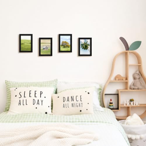Image of 4x6 Picture Frame Set of 2, Solid Wood Frames, Black Woodgrain