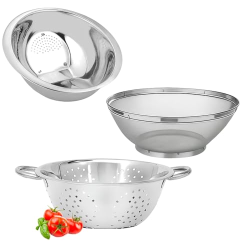 Kit 3 Peças Escorredor De Arroz + Escorredor De Macarrão + Escorredor Telado