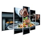 islandburner Cuadro sobre lienzo gourmets salmón con verduras y hierbas para cocina gourmets restaurante cuadros murales póster