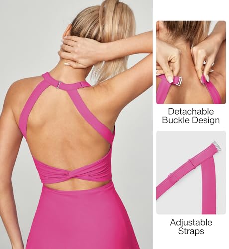 Image of Heathyoga Tennis Dress with Built in Shorts and Bra Athletic Dress for Women Summer Cut Out Twisted Golf Workout Dress