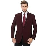 P&L Men's Blazer Premium Stretch Classic Fit Sport Coat Suit Jacket Burgundy