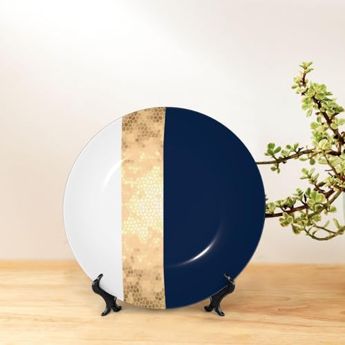 Plato decorativo Dyale azul con rayas blancas 8 in miniatura 6