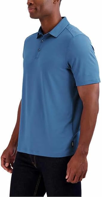 Gerry Mens Short Sleeve Brushed Knit Polo Shirt with 3-Button Closure, UPF 40+