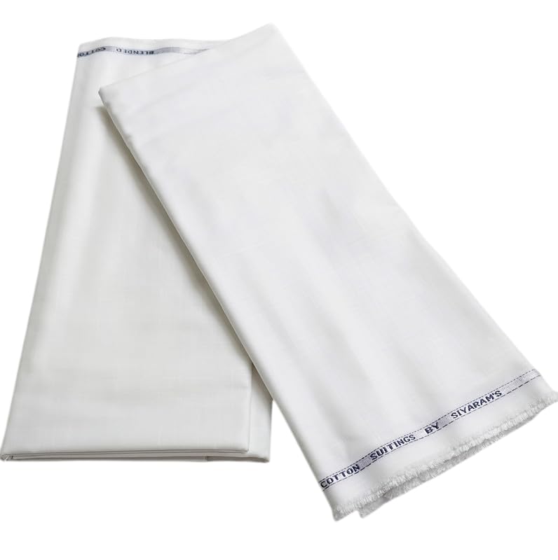 Siyaram White Combo Pack Pant Shirt Cotton Blend Fabric Set | Unstitched Shirt And Trouser Material For Men | Smooth Texture Tailoring Fabric Combo | Pant 1.20M Shirt 1.60M White-image-18