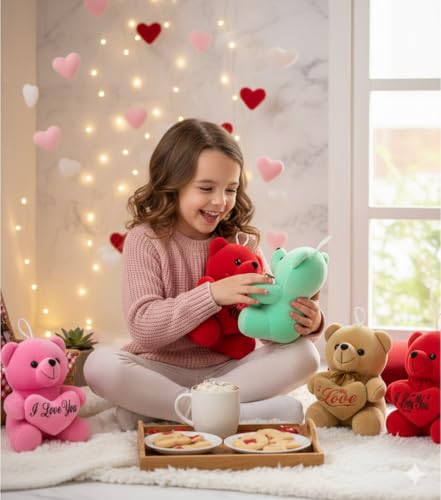 Image of EITHEO Valentine's Day Special Teddy Bear Soft Toy (15 cm) | Cute Stuffed Teddy for ValentineTeddy Bear Day Gift for Girls & Girlfriend | Soft Plush Romantic Gift (White)