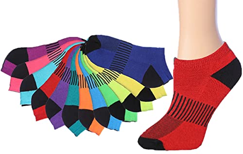 Tipi Toe Women's 12-Pairs Low Cut Athletic Sport Peformance Socks, (Sock Size 9-11) Fits Shoe Size 6-10, Ws16 #TOP6