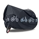 Bike Bicycle Cover Waterproof Dustproof- 190T Bike Cover for 1 or 2 Bikes, Indoor and Outdoor Use, Bike Cover Rain Sun UV Wind Snow Proof Resistant (Black)
