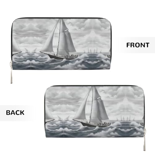 Ocean Sailing Print Womens Wallet, Ladies Credit Card Holder, Phone Wallet Purses, Long Clutch Hand Bag3