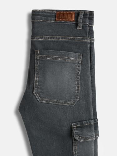 Image of Urbano Juniors Boy's Slim Fit Washed Denim Cargo Jeans with 6 Pockets Stretchable