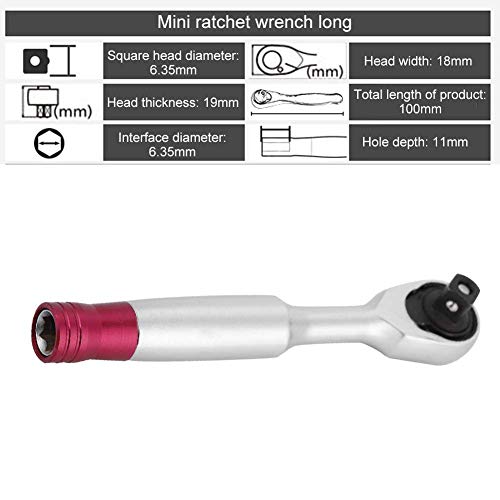 Qiilu Ratchet Wrench,Mini 1/4 Inch Rachet Wrench Set Repair Tool for Vehicle Bike Socket Wrench Kit Tool(100mm) - Image 4