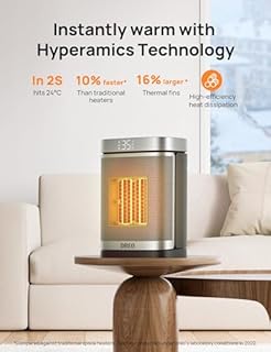 DREO Space Heaters for Indoor Use, 1500W Electric Heater for Bedroom Home Office, Safe PTC Ceramic Heater with Thermostat, Portable Heaters with Remote, 70°Oscillation, 12H Timer, 5 Modes