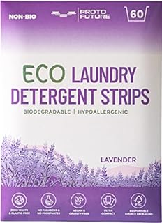 Proto Future Eco-friendly Laundry Detergent Sheets - (60 loads) Biodegradable, Hypoallergenic, Zero Waste, Plastic-Free Eco-Strips - No Enzymes, Plant-Based Formula (Lavender)