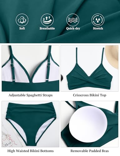 Image of Edelqual Women's High Waisted Bikini Sets Swimsuit V Neck Bathing Suit 2026