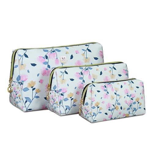 Image of NFI essentials Makeup Pouch Set of 3 Piece, Stylish Pouches for Makeup Accessories, Travel Pouch for Women, Cosmetic Pouch, Vanity Case, Jewellery Pouch, Toiletry Make up Bag