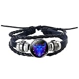 YeLukk Men's &Women's Leather Bracelets,Retro Adjustable Twelve Zodiac Constellation Braided Rope Br