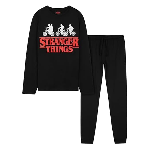 Stranger Things Pijama Niña Conjunto de 2 Piezas, Pantalón y Camiseta - Tallas 9-15 Años, Regalos Niña Navidad (Negro, 9-10 años)