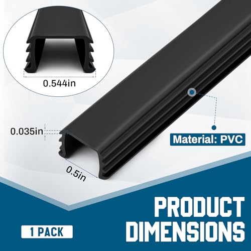 Canal de vitrage en U noir joint vinyle 1,27 cm pour fenêtre Pushglossy