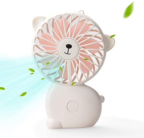 JXZH-MZ Kids Fan,USB Fan, Mini Handheld Fan,Personal Portable Rechargeable Fan with Color LED Light 3 Adjustable Speeds and Children Gifts (White)