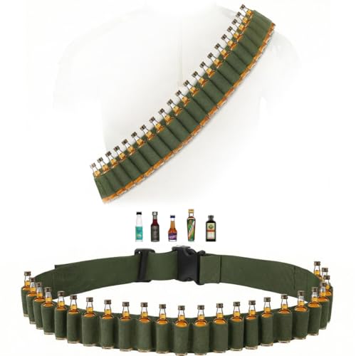MUCHER Berentzen Klopfer Gürtel Halter 130cm 27 Loch Schnapsgürtel Kostüm für Jägermeister Shot Schnaps mini Alkohol Kette Klopfergürtel Zapfanlage Für Karneval Junggesellenabschied Partygeschenk