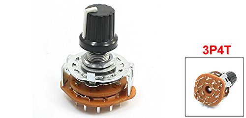 Amazon | uxcell ロータリースイッチ 3P4T 3極4ポジション 2つの