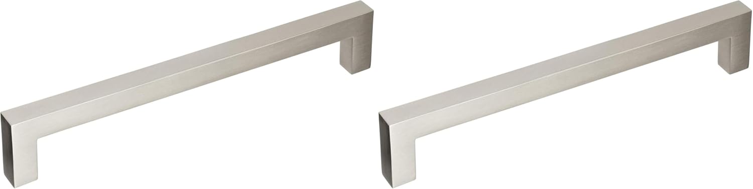 Amerock | Cabinet Pull | Satin Nickel | 6-5/16 inch (160 mm) Center to Center | Monument | 2 Pack | Drawer Pull | Drawer Handle | Cabinet Hardware