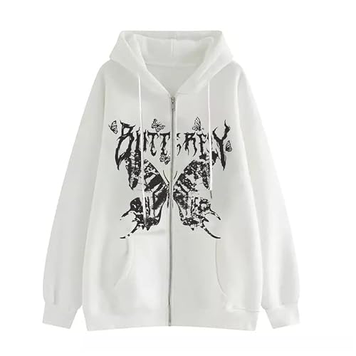 Women Hoodie Zip Up Fairy Grunge Style Long Sleeve Sweatshirt Gothic Alt Punk Hip Hop Indie Girls Streetwear #TOP10