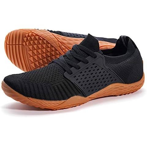 WHITIN Women's Barefoot & Minimalist Shoe | Zero Drop Sole | Trail Runner, 3_black/Gum, 8 UK Cover
