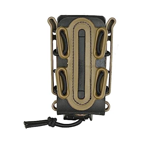 SABADO Pistol Mag Pouch 9mm Softshell Magazine Holder Elastic Cord Retention Tactical Vest Mag Carrier Molle Clip Magazine Pouch (Black+Dark Earth) Cover