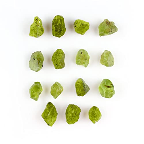 Qnavic 15Pcs Natural Raw Peridot Crystal Gemstone, Chakra Healing Energy Rough Crystal, August Birthstone Crystal For Jewelry Making Supplies, Diy Art & Crafts Gift, Wire Wrapping Loose Stones #TOP2