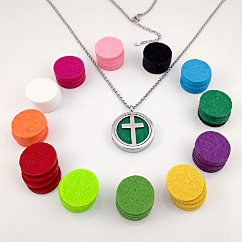 Essential Oil Necklace Diffuser Family Tree of Life Necklace Pendant Aromatherapy Locket (Cross Diffuser Necklace) - Image 5