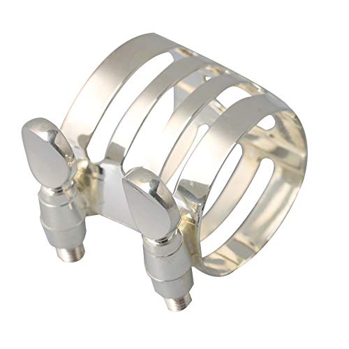 Lovermusic Metal 29x25mm Silver Plated Clarinet Ligature Clarinet Woodwind Instrument Accessories for B-Flat Clarinet - Thumbnail 2