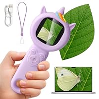 2 in 1 Mikroskop & Kamera für Kinder, 500X Digital Handheld Taschenmikroskop Tragbares, 2 Megapixel Autofokus Handymikroskop, Dual Kameras Kinderkamera Einhorn Spielzeug Geschenk für Mädchen von 4-12