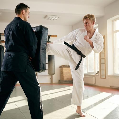 Classicseali Pasek do sportów walki o długości 280 cm, szerokość 4 cm, czarny pasek, taekwondo, wytrzymała bawełna, pasek do karate do sportów walki, judo, karate i zapasów (czarny)