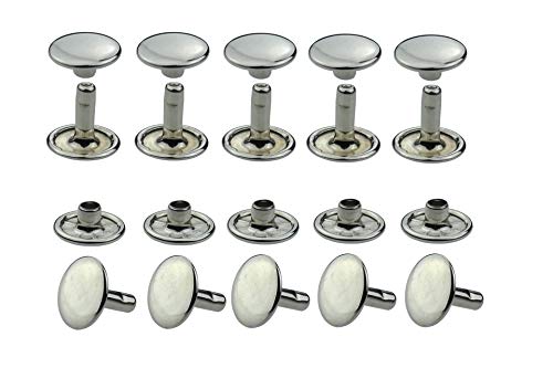 IstaTools - Rivetti cavi, doppia testa, inossidabile, in ottone, 6 mm, 7 mm, 9 mm, 10 mm o 13 mm (50, 6 x 6 mm argento)